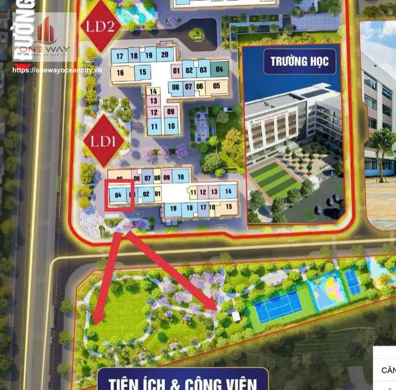 Căn hộ 2 Phòng ngủ góc 64m² phân khu London Ocean Park 1