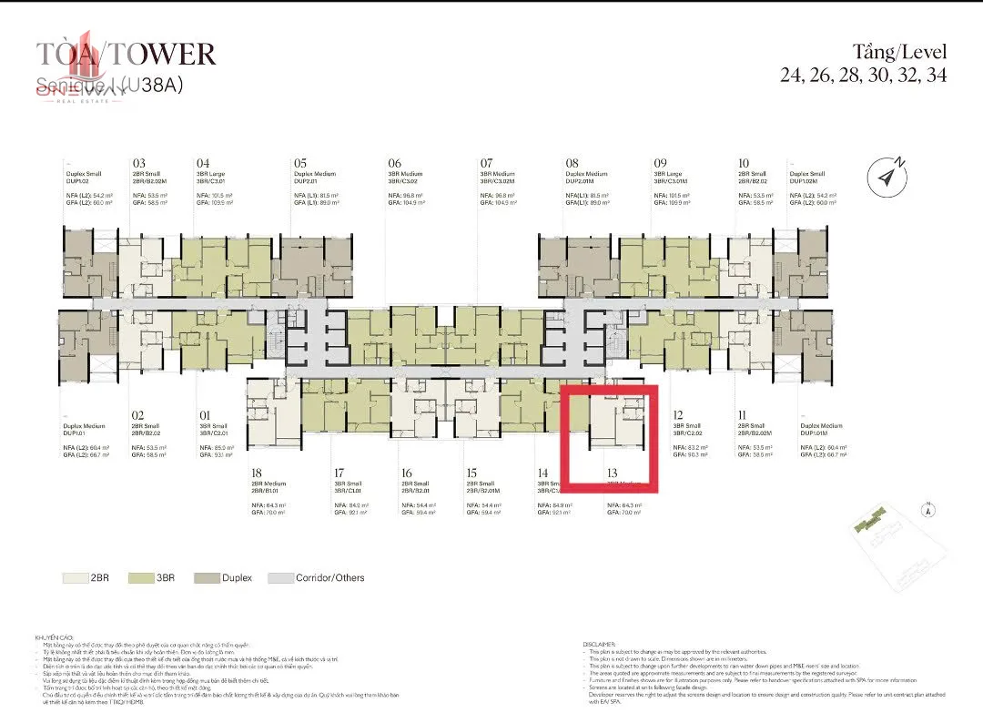 Căn hộ 2 Phòng ngủ 64m² phân khu Senique Ocean Park 1