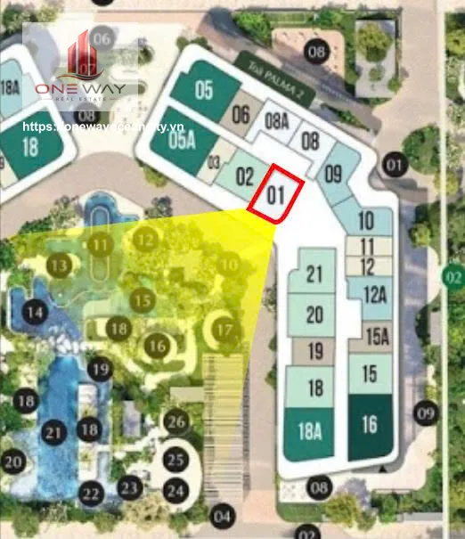 Căn hộ 1 Phòng ngủ + 47m² phân khu Lumiere  Orrient Pearl Ocean Park 1