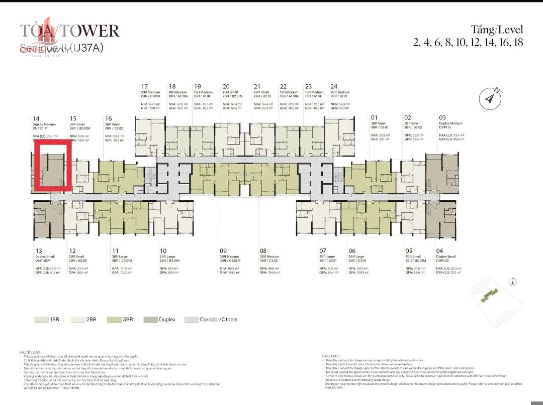 Căn hộ 3 Phòng ngủ 85m² phân khu Senique Ocean Park 1